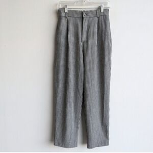 Zara Black and White High-rise Houndstooth Crop Pants